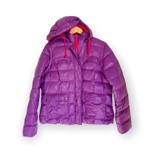 boden purple puffer convertable jacket vest with hood